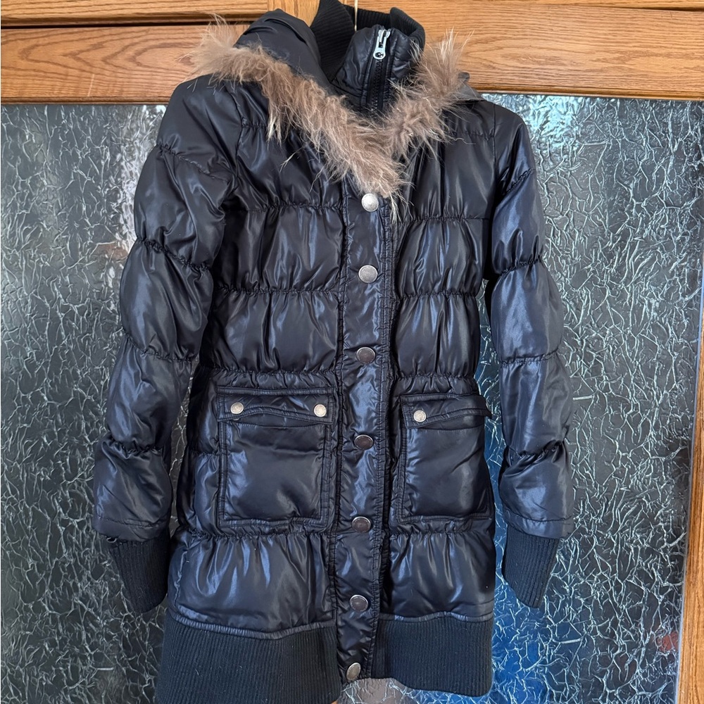 Lady Dutch black real down and real fur puffer style winter jacket